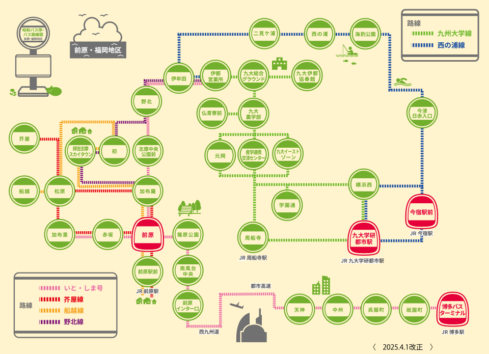 前原・福岡地区 主要バス停